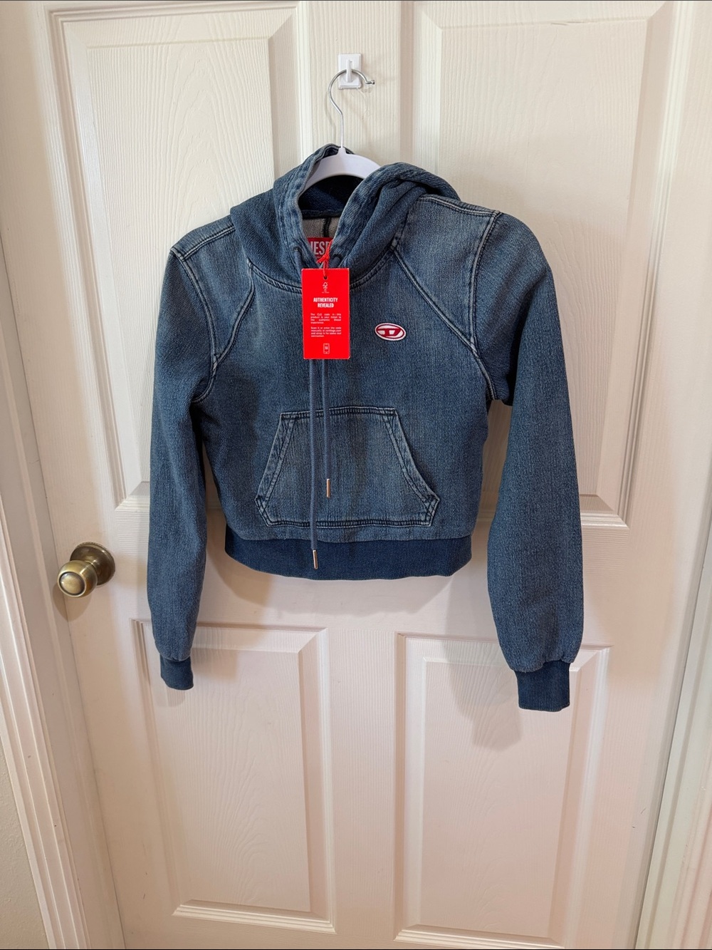 Diesel Kids Blue Denim Hoodie Sz S. New Box 50